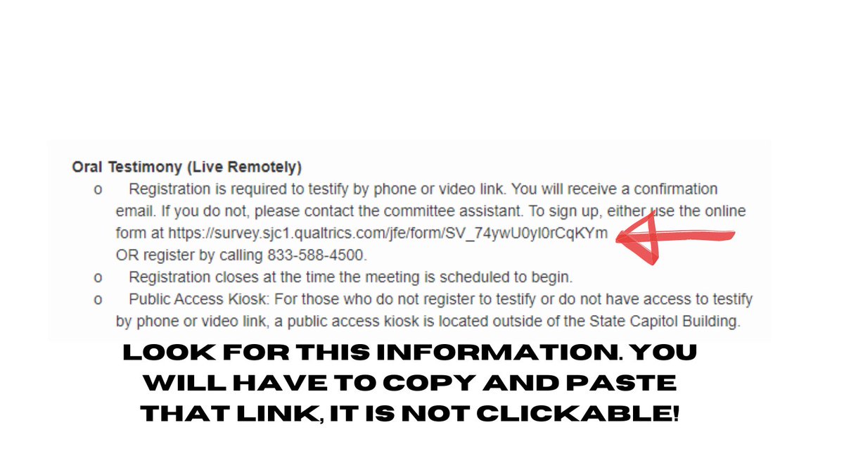 Once you click on the date that will lead you to the agenda page for that date. Scroll to the middle of the page to find the Oral Testimony information. (6/11)  #orpol  #orleg