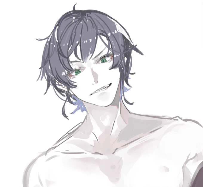 一ヶ月くらいいけてるかっこいい男の絵を描く練習をしてたのでだいぶいい感じになってきたきがする 