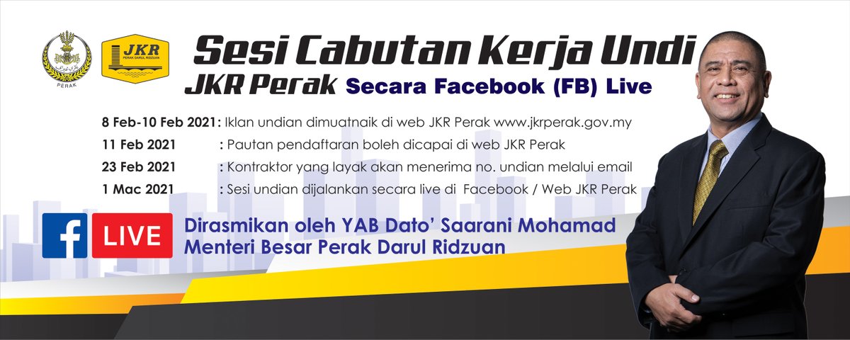 Kenyataan Tawaran Kerja Undi Online
Layari Laman Web Rasmi JKR Perak untuk maklumat lanjut.

<a href="/JKRMalaysia/">JKR Malaysia</a>