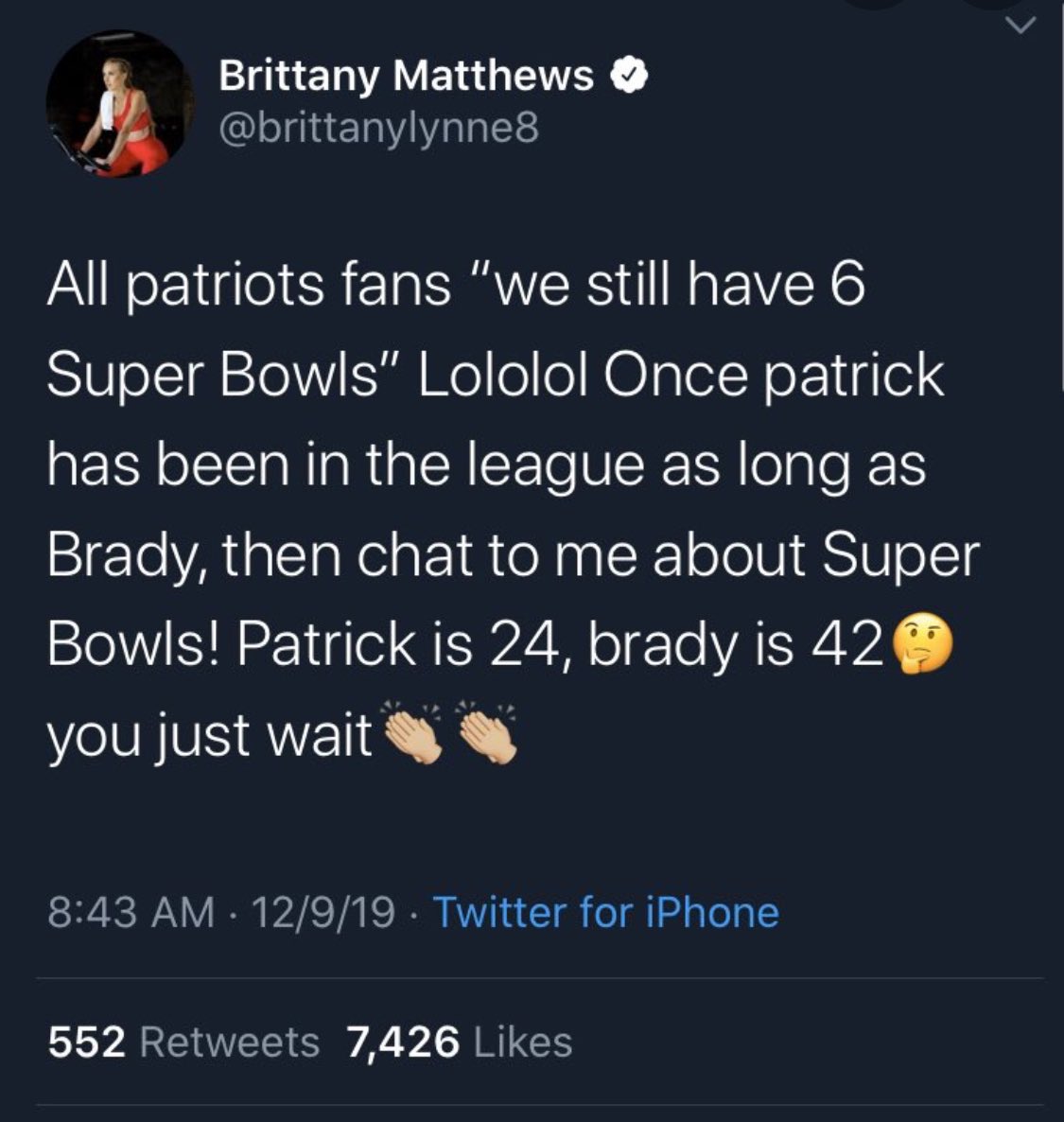 marshallhook's tweet photo. S’up Mrs. Mahomes https://t.co/Ckf3vJcdfL