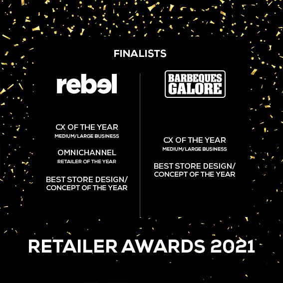 Our incredible clients <a href="/rebelsport/">rebel sport</a> and <a href="/BBQS_Galore/">BBQs Galore Aust</a> were announced finalists in various categories in the Retailer Awards 2021! ⭐️ 
The winners will be revealed 4th of March, so stay tuned. 

Congratulations to both teams and we wish you the best of luck on the awards night!