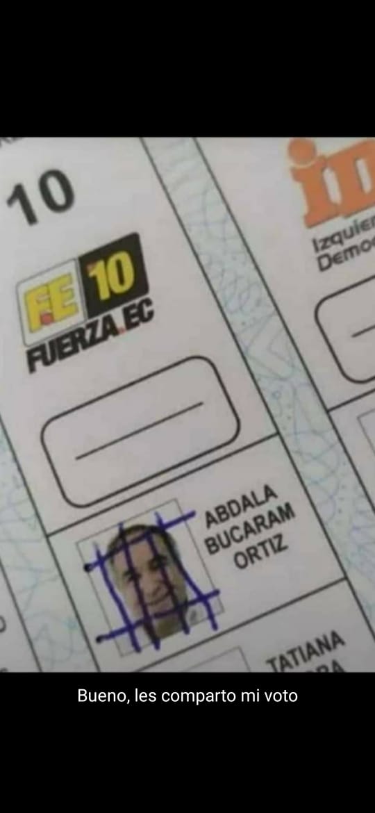JJIVANN's tweet photo. @abdalabucaram Comparto mi voto https://t.co/W57KKy82Qt