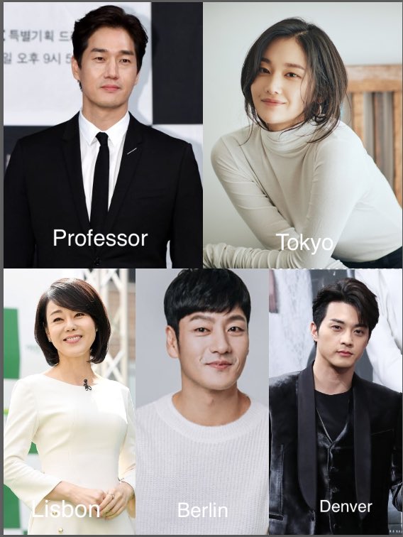 iconickdramas's tweet photo. The main casts of the Korean Remake of Money Heist 🔥

Yoo Ji Tae as Professor
Jeon Jong Seo as Tokyo
Kim Yun Jin as Lisbon
Park Hae Soo as Berlin
Kim Ji Hoon as Denver https://t.co/s7TNV2oXAc