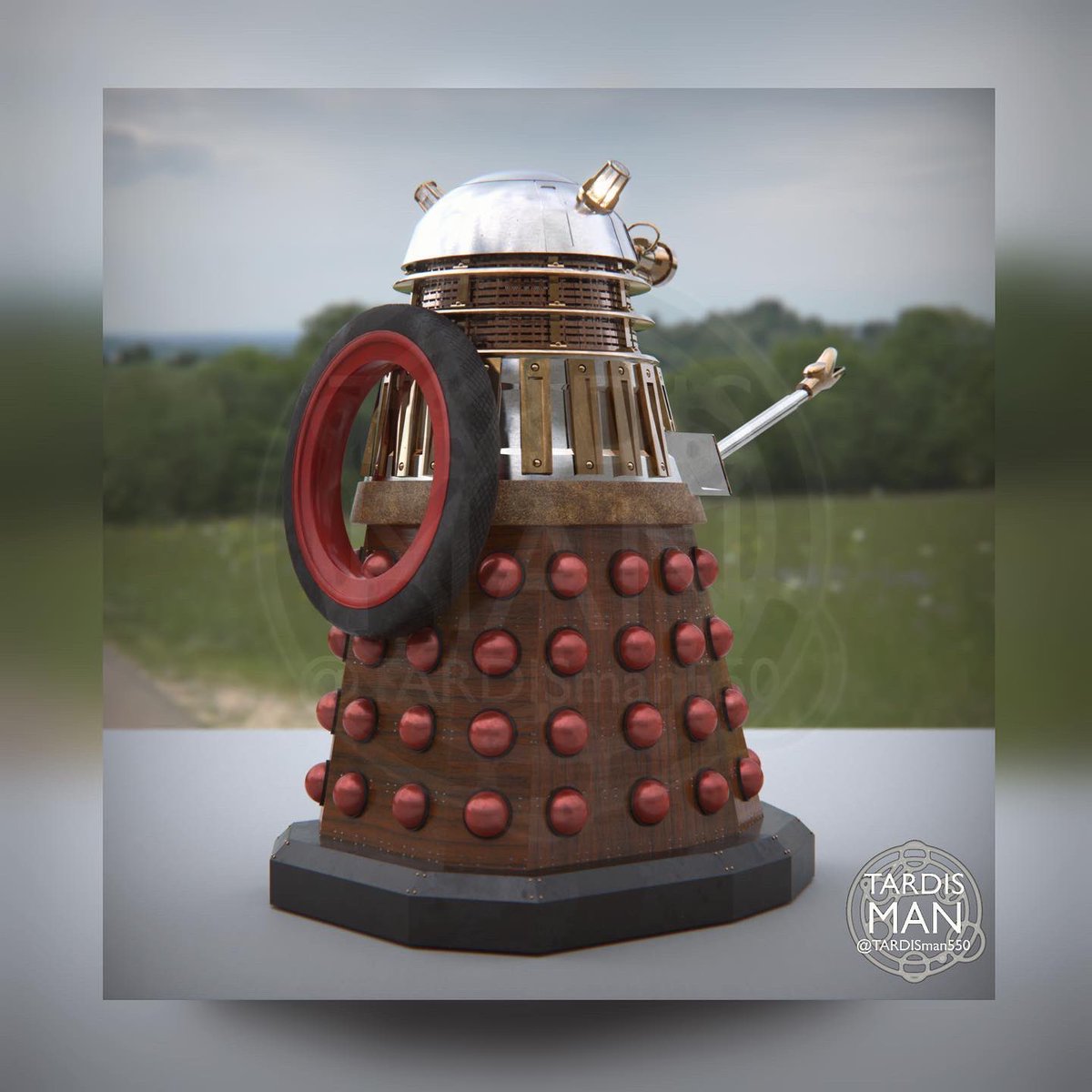 TARDISman550's tweet photo. Tonight’s post something new a chitty bang bang inspired dalek design , something a wonderful friend of mine @britishfilmgeek suggested to me , a wacky but fun design , thoughts folks? #TARDIS #DoctorWho #doctorwholockdown #keyshot #model #cgi #3dmodeling #tardisman https://t.co/GX1A7QXfXf