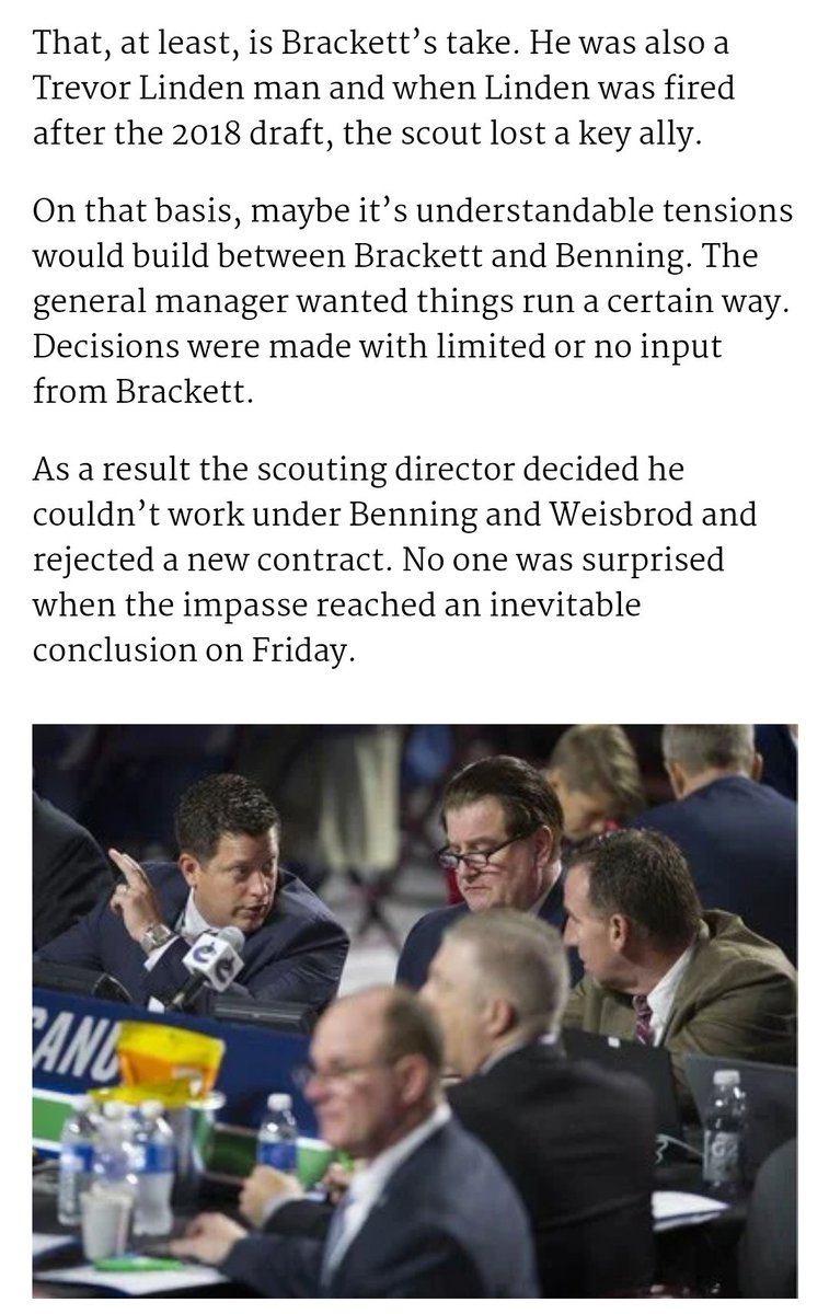 The Covid run is well documented. And was a welcome respiteBut the lone bright spot organizationally the last few years, the drafting dept, lost Judd BrackettDefinitely a Linden guyManny Malhotra left tooAnd once again, the  #Canucks   are awful under Benning and Weisbrod