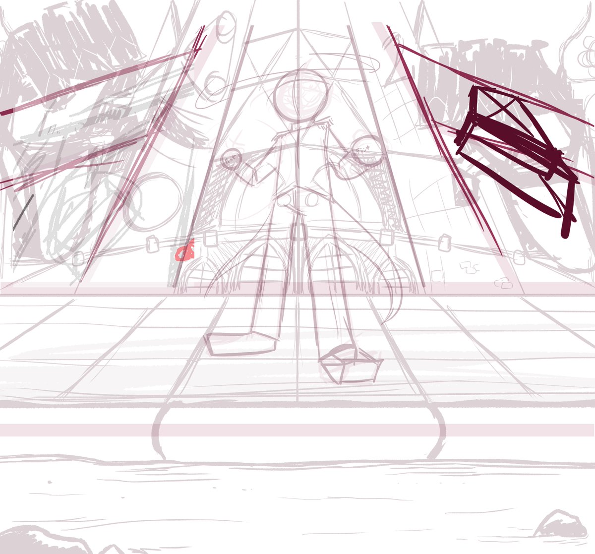 this piece is a few months old now but i still like it and has the most interesting difference between initial sketch and final... here's some in-between sketches before doing line art, as well the one w/o shading 