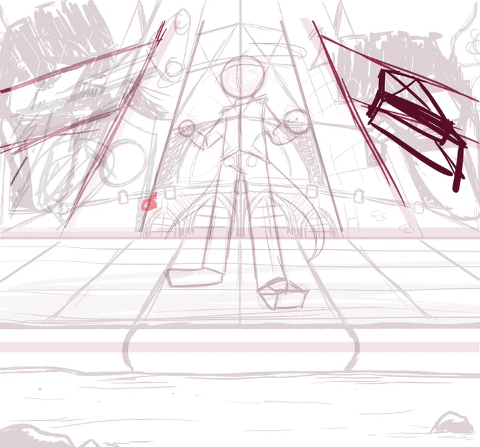 this piece is a few months old now but i still like it and has the most interesting difference between initial sketch and final... here's some in-between sketches before doing line art, as well the one w/o shading 