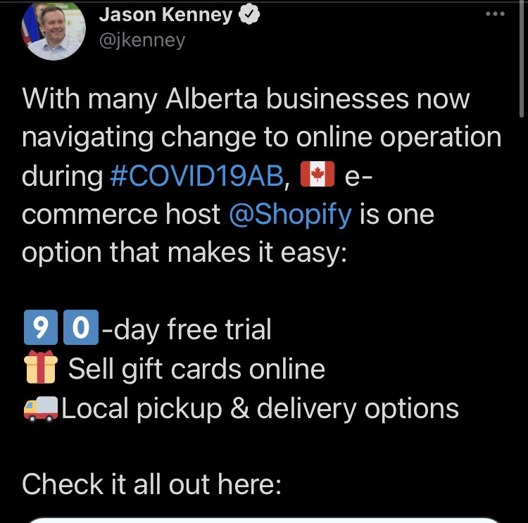 When fascism comes to Alberta, it will promote Shopify.