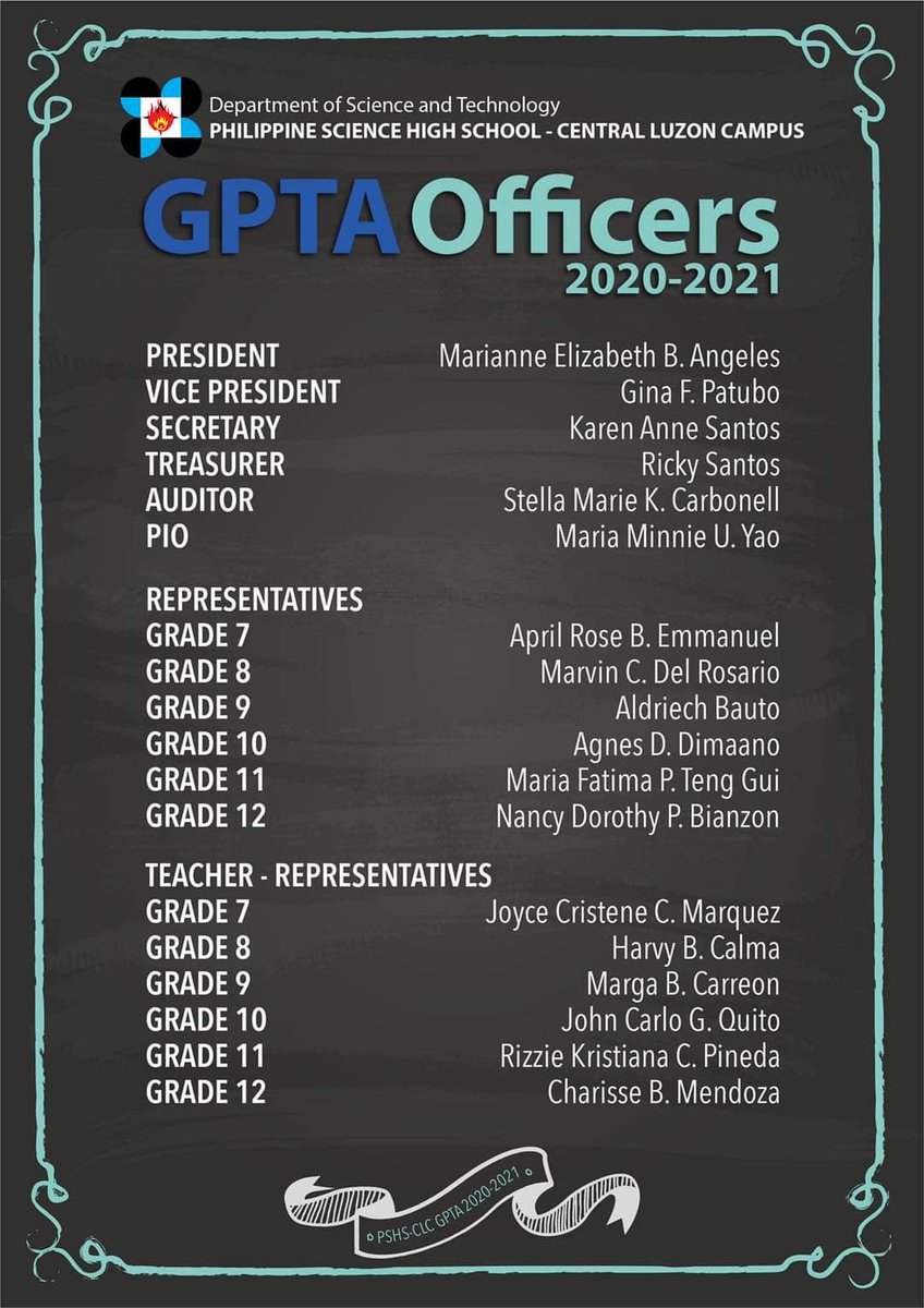 PSHS_CLC's tweet photo. Congratulations to the new set of GPTA officers!ππ
#HeartofExcellenceinCentralLuzon
#TruthExcellenceService https://t.co/tGFQ4PPIi4