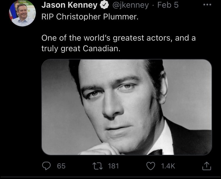 When fascism comes to Alberta, it will pay homage to renowned Canadian actor, Christopher Plummer.