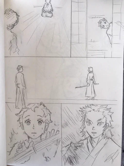 FB2の新情報によりこの漫画もどうしようかなになりつつある…炭彦くんだけ舞えるかもifなのですがとりあえず突き進もうかな!初めのネームこんな感じでした。 https://t.co/88SZYB2mCN 