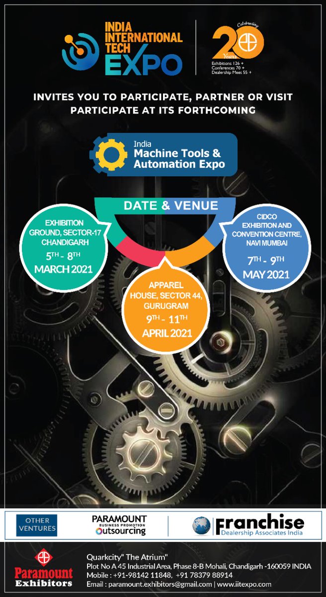 ExpoIit's tweet photo. Here comes the Machine Tools and Automation Expo &amp; Conference.
A perfect platform to present your Innovation.
#innovation #events #exhibotion #expo #chandigarh #gurugam #mumbai #bangalore #marketing #promotion #industrial https://t.co/9yarOhcVC7