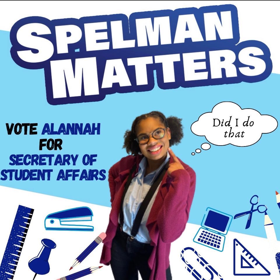 nasiyataylor's tweet photo. 💙Spelman Matters 💙 Alannah Taylor is ready to S.T.E.P. up on campus. By supporting, trusting, educating, and prioritizing her sisters, she will be creating change throughout the spelman community. @alannahtaylor27 #spelmanmatters #stepup #SpelmanElections #SpelmanSGAElections https://t.co/UWY0UOiPL6