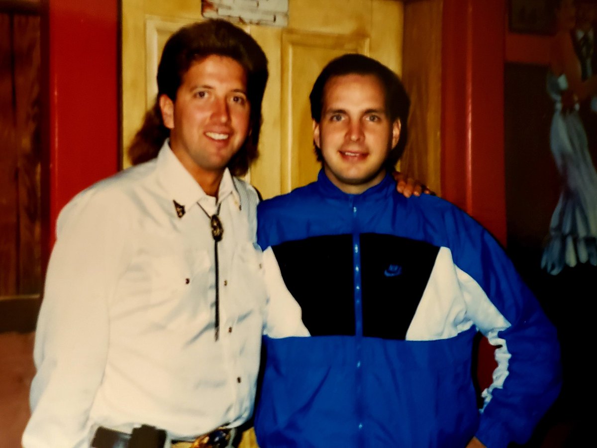 DJ_Shawn_Parr's tweet photo. I’m not saying I’m bringing back the mullet....but if @garthbrooks brings back that jacket, we may have to recreate this pic 🤣 Happy Bday G! Excited to feature you tomorrow as our @shawnparrsatc #ArtistSpotlight! 🙌 #Shawnanigans #AcrossTheCountry https://t.co/JsTTfMXXVK