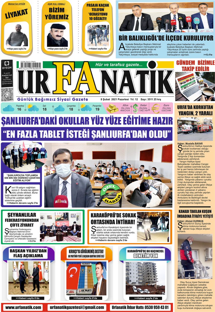 08.02.2021 Tarihli Sayfamız
<a href="/ziyaselcuk/">Ziya Selçuk</a> @ismailyapicier <a href="/Abdullah_Erin47/">Abdullah ERİN</a> <a href="/zabeyazgul/">Zeynel Abidin BEYAZGÜL</a> <a href="/harrani63/">AHMET DEMİR</a> <a href="/kenndmroglu01/">Kenan Demiroğlu</a> <a href="/Mvural63/">Mehmet VURAL</a> <a href="/yalcinkayamehmt/">Mehmet YALÇINKAYA</a> <a href="/ahmetnurasoglu/">Ahmet nur Asoğlu</a> <a href="/SeyhanlEmin/">Mehmet Emin Şeyhanlıoğlu</a> <a href="/MuratBasyan1/">Murat Basyan</a> <a href="/byildiz63/">Bahattin Yıldız 🇹🇷</a> <a href="/abdkirikci/">Abdurrahman KIRIKÇI</a> <a href="/MetinBaydilli/">Metin BAYDİLLİ</a> <a href="/TahirGlebak/">Tahir Gülebak</a> <a href="/UrfaValiligi/">T.C. ŞANLIURFA VALİLİĞİ</a> <a href="/sanliurfammem63/">Şanlıurfa İl Milli Eğitim Müdürlüğü</a> #pazartesi #urfa