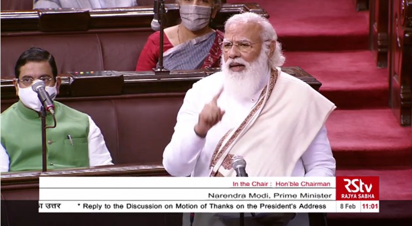  #PMinRajyaSabhaHaving passed the motion of thanks to the President’s address in the Lok Sabha, PM Modi will address the Rajya Sabha now.  @TEJSHAH9  #Powerfull_Twitter_Army