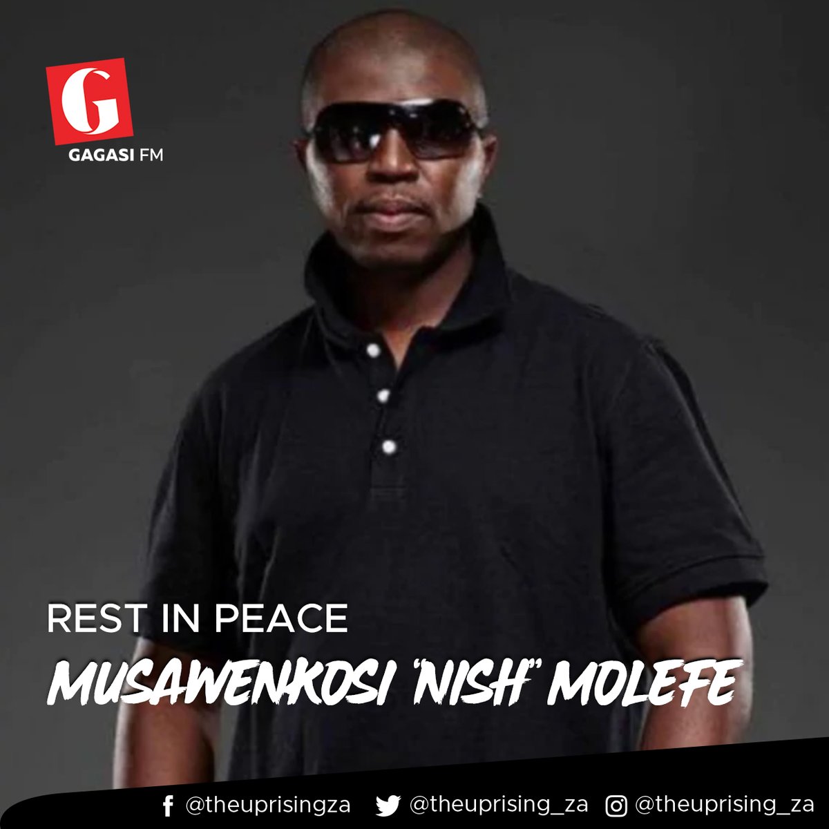 theuprising_za's tweet photo. SA Hip-Hop moans the fall of a giant. Skwatta Kamp member Musawenkosi 'Nish' Molefe has left a lasting legacy in the music industry. 
Musa was admitted in hospital after being diagnosed with covid-19 and after a lengthy stay, succumbed to the virus.
#ripnish https://t.co/TFuGw42LPB