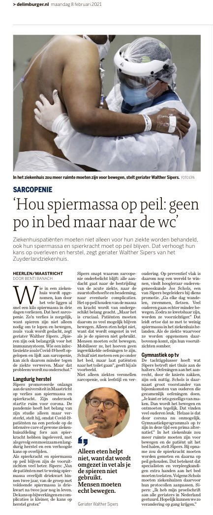 Vandaag in de krant aandacht voor Sarcopenie (verlies van spiermassa). Ook een aandachtsgebied van de geriatriefysiotherapie! #fysiotherapie #geriatrie
