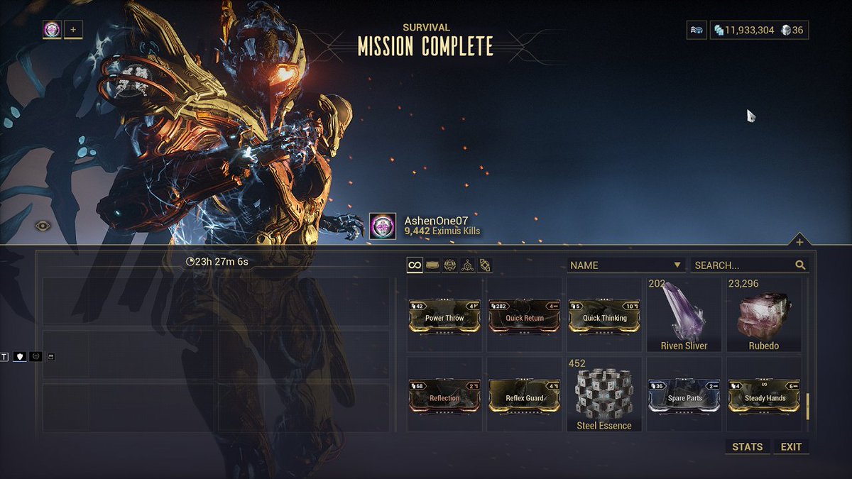 ashenone07's tweet image. I heard your noob leader can't do shit against level 9999 enemies? 
Me: Hold Xaku's bones and watch! @PlayWarframe 
Solo Xaku 23hrs endurance MOT video next!