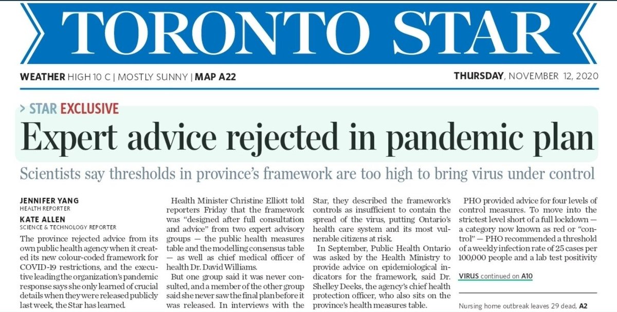 I'll post the article again.It's clear we need reminding.In November Dr. Deeks confirmed the premier was rejecting advice and muzzling PHO.So please. Stop giving the premier and politicians credit for working hard. And stop placing confidence in them they don't deserve.