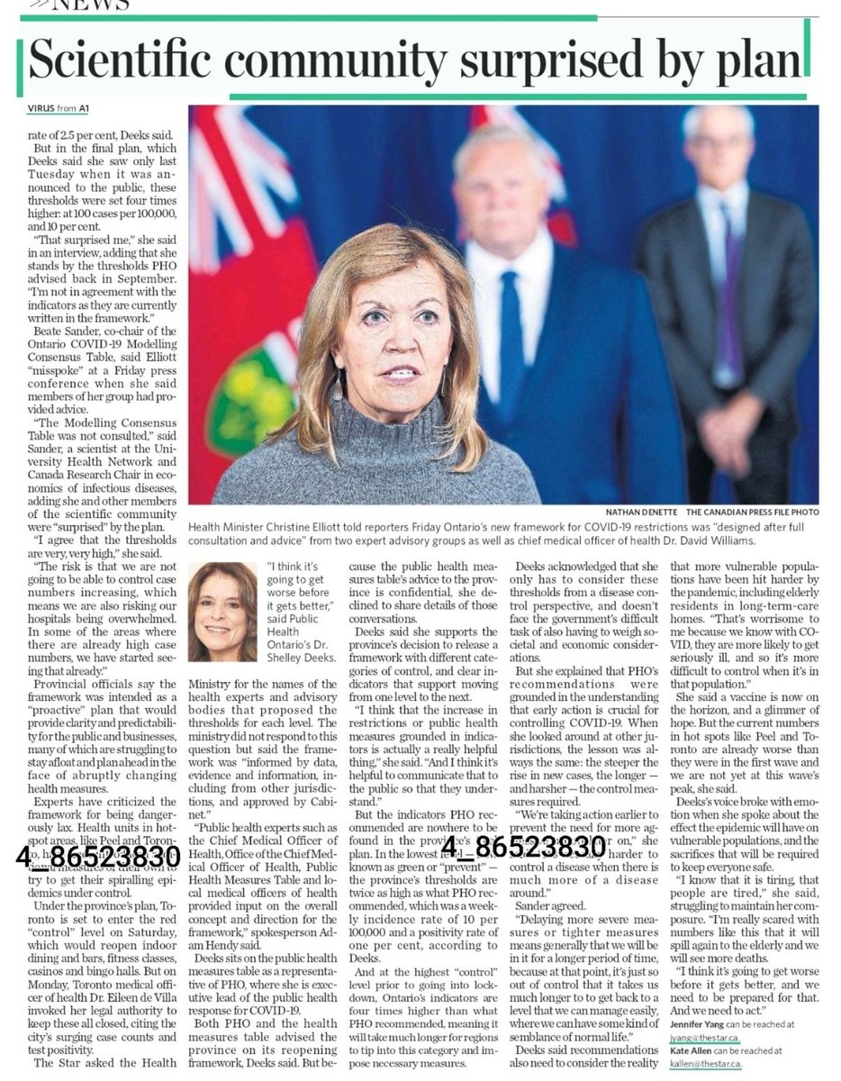 I'll post the article again.It's clear we need reminding.In November Dr. Deeks confirmed the premier was rejecting advice and muzzling PHO.So please. Stop giving the premier and politicians credit for working hard. And stop placing confidence in them they don't deserve.