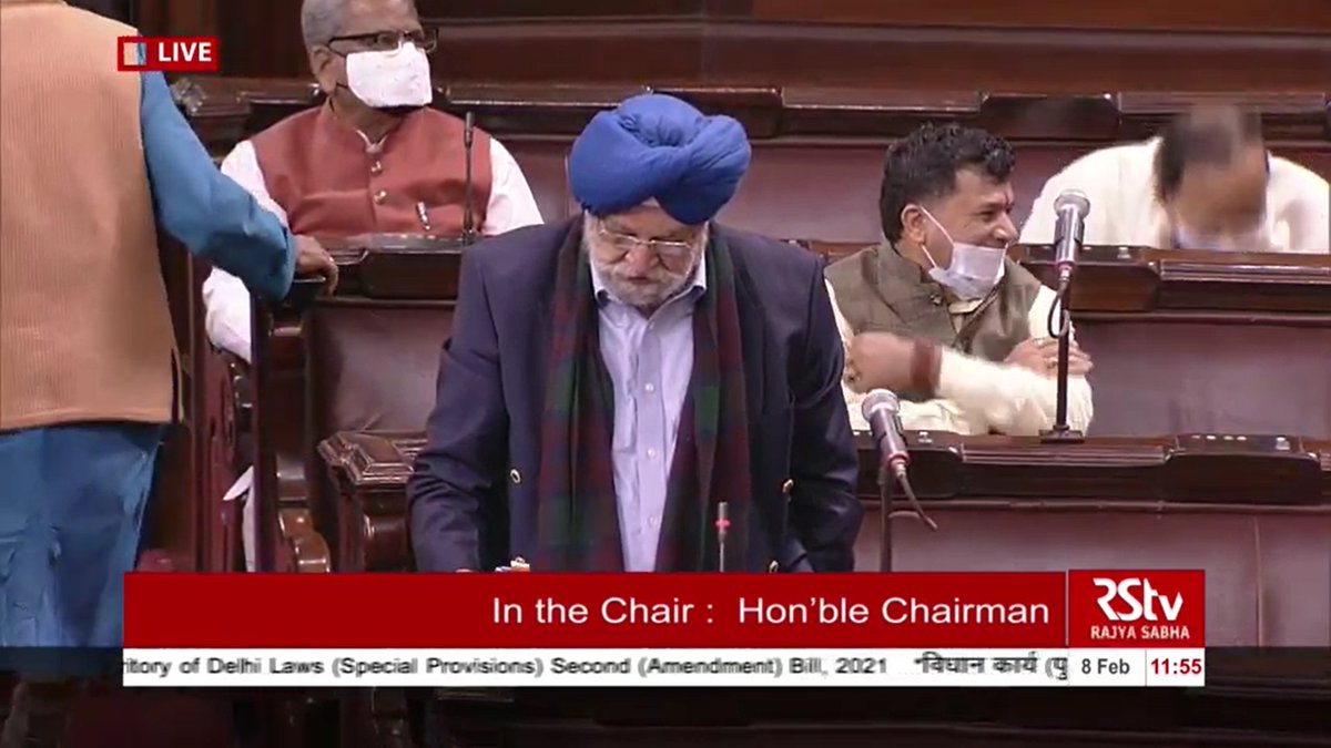 MoS, Housing & Urban Affairs  @HardeepSPuri introduces National Capital Territory of  #Delhi Laws (Special Provisions) Second (Amendment) Bill, 2021.It seeks to extend protection from demolitions & sealing granted to some  #illegal constructions in Delhi till December 31, 2023.