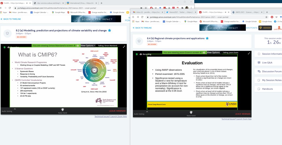 jwurtzel's tweet image. Hate having to decide between two interesting conference parallel sessions?  Well...one benefit to a virtual conference is you don&apos;t necessarily have to choose! Disclaimer: I do not incur liability for any resulting ZoomFatigue for following this advice... #amos2021