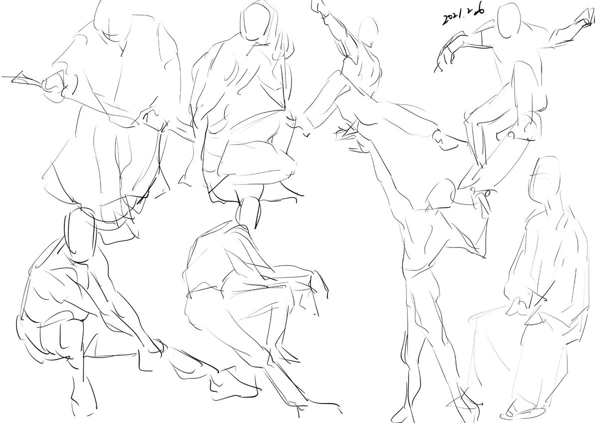 クロッキー1分×8体×4日 最近はこの練習楽しくなってき