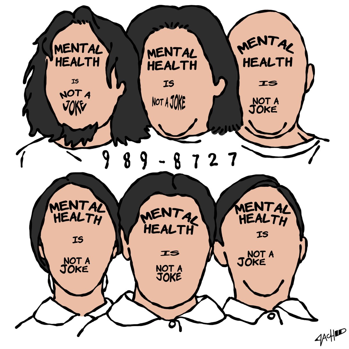 cartoonistzach's tweet image. Walang mukha ang depresyon, anxiety at iba pang karamdaman hinggil sa mental health.

National Mental Health Crisis Hotline: 989-8727/ 0917-899-8727

#stopthestigma #mentalhealth #Mentalhealthisnotajoke