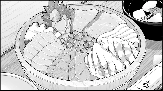 十九枚目 海鮮丼
#イラスト   
#食べ物イラスト 