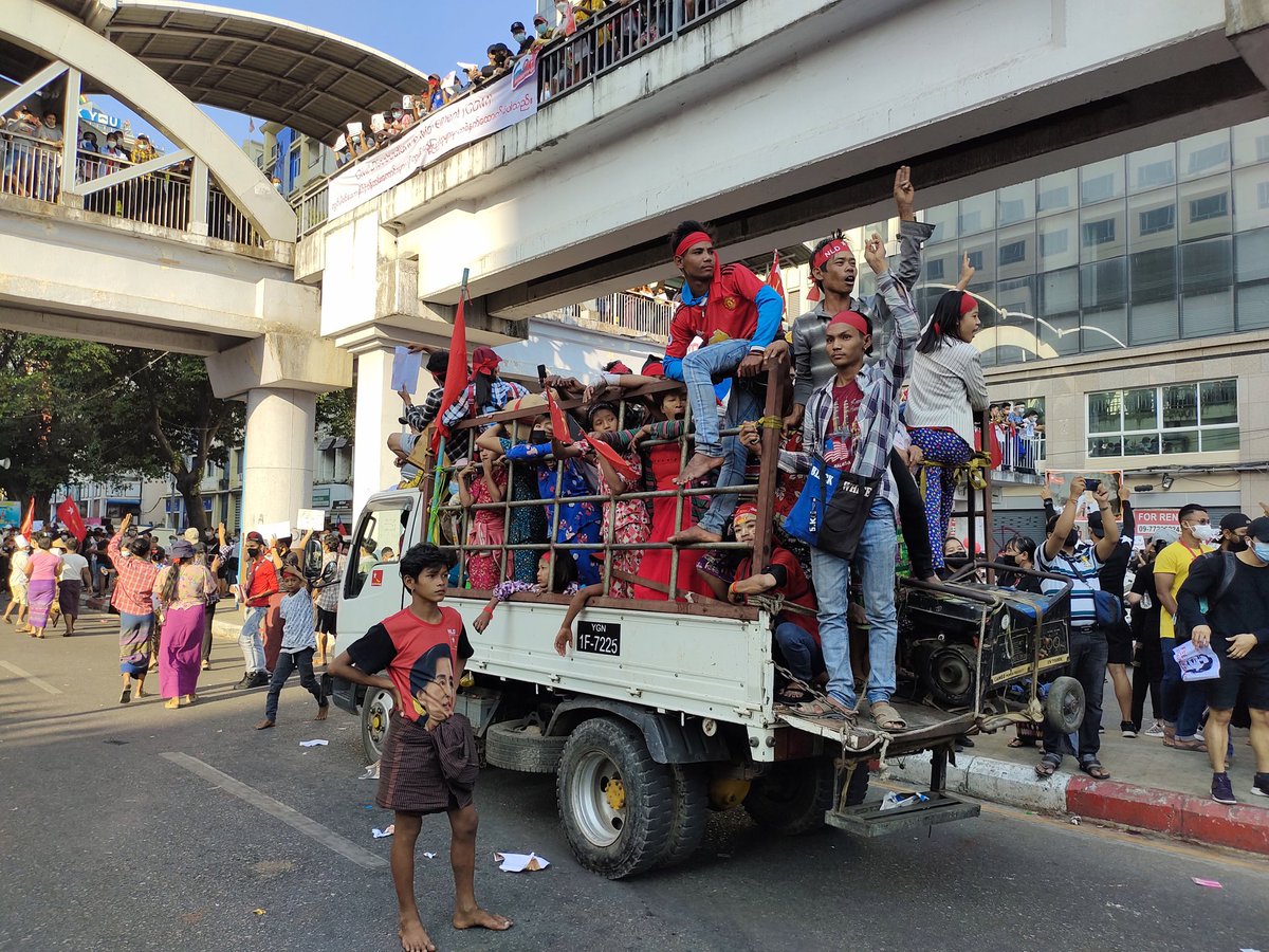 There is an almost festive mood, and there are packed vehicles. Maybe they are also tired from the many miles of walking yesterday.