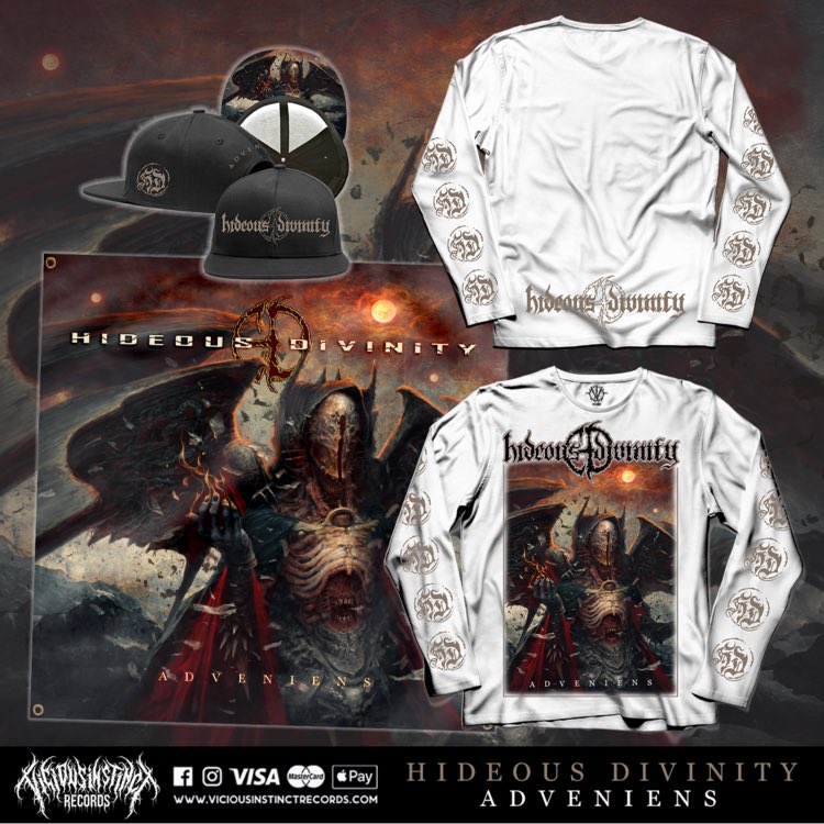 VIRecords_'s tweet photo. Brand new @HideousDivinity merch is available now at our online store!

We ship worldwide, and offer great discounts on all packages.
https://t.co/l2SirFKNSx https://t.co/EwHZjy676N