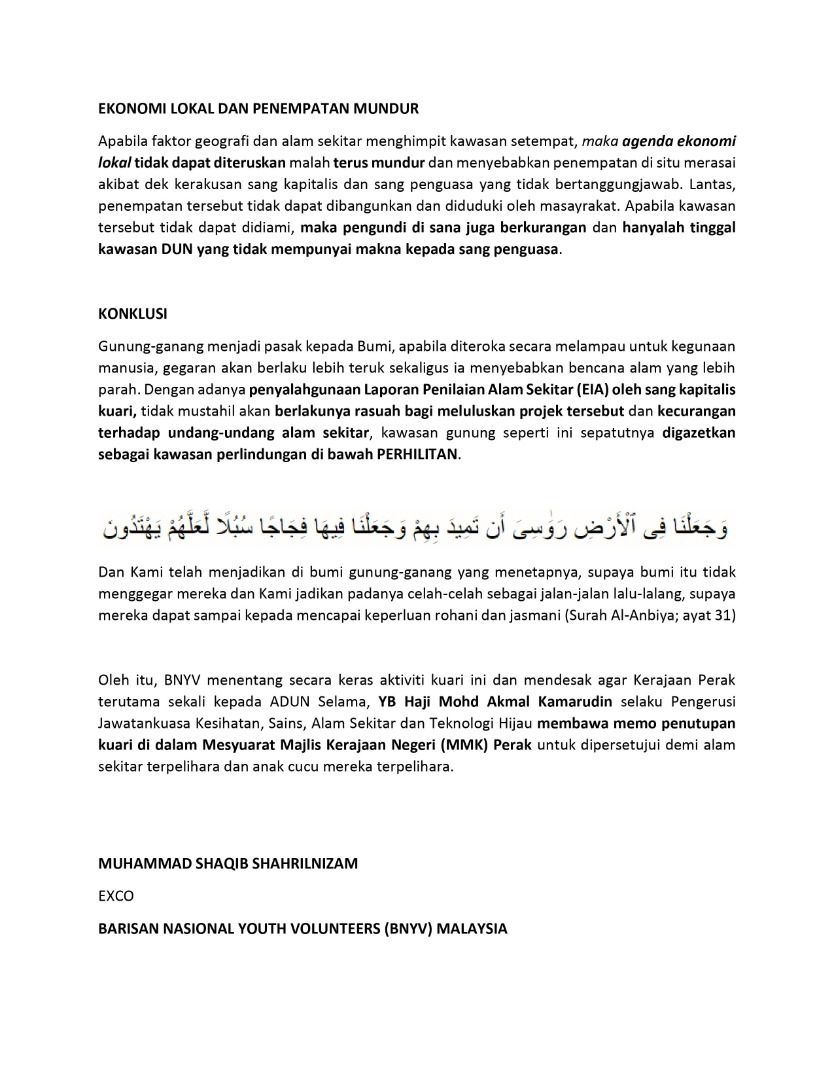 BNYVMY's tweet image. Pada 5 Feb, @SinarOnline telah mengeluarkan artikel khas berkenaan status penjarahan Gunung Lanno, Perak.

Exco BNYV Malaysia, @shaqibshahril mengeluarkan kenyataan, mendesak Kerajaan Perak untuk menutup aktiviti kuari demi masa depan kita.

#HutanPergiMana 
#SelamatkanHutanKita