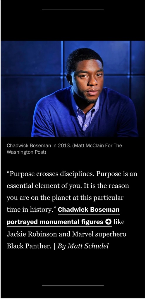 RT @ChooseSEBRSD: Purpose! as defined by Chadwick Boseman #MondayMotivation #BlackHistoryMonth https://t.co/J7gUNmUShL