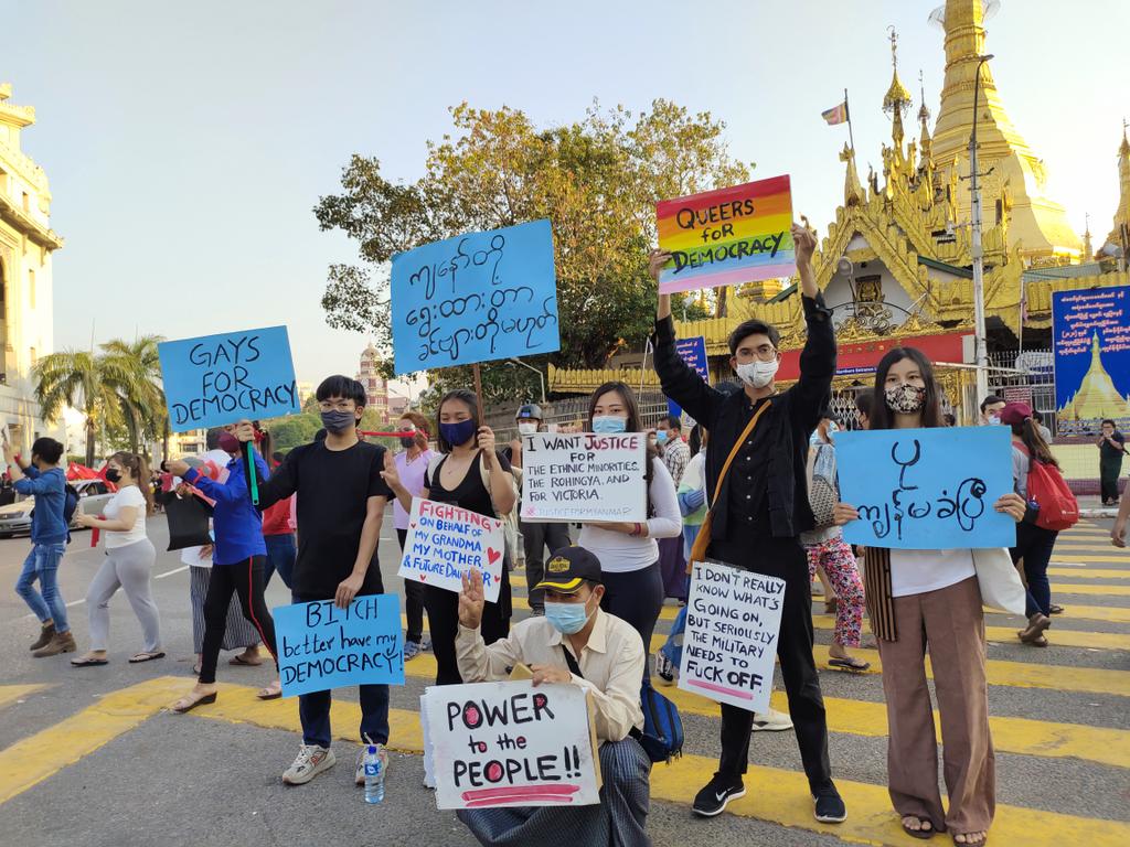 The queers want democracy! And they will use  @taylorswift13 references to demand it. Remember that there areaws against "unnatural" sex in Myanmar, and people face discrimination and violence from many parts of society. #WhatsHappeningInMyanmar