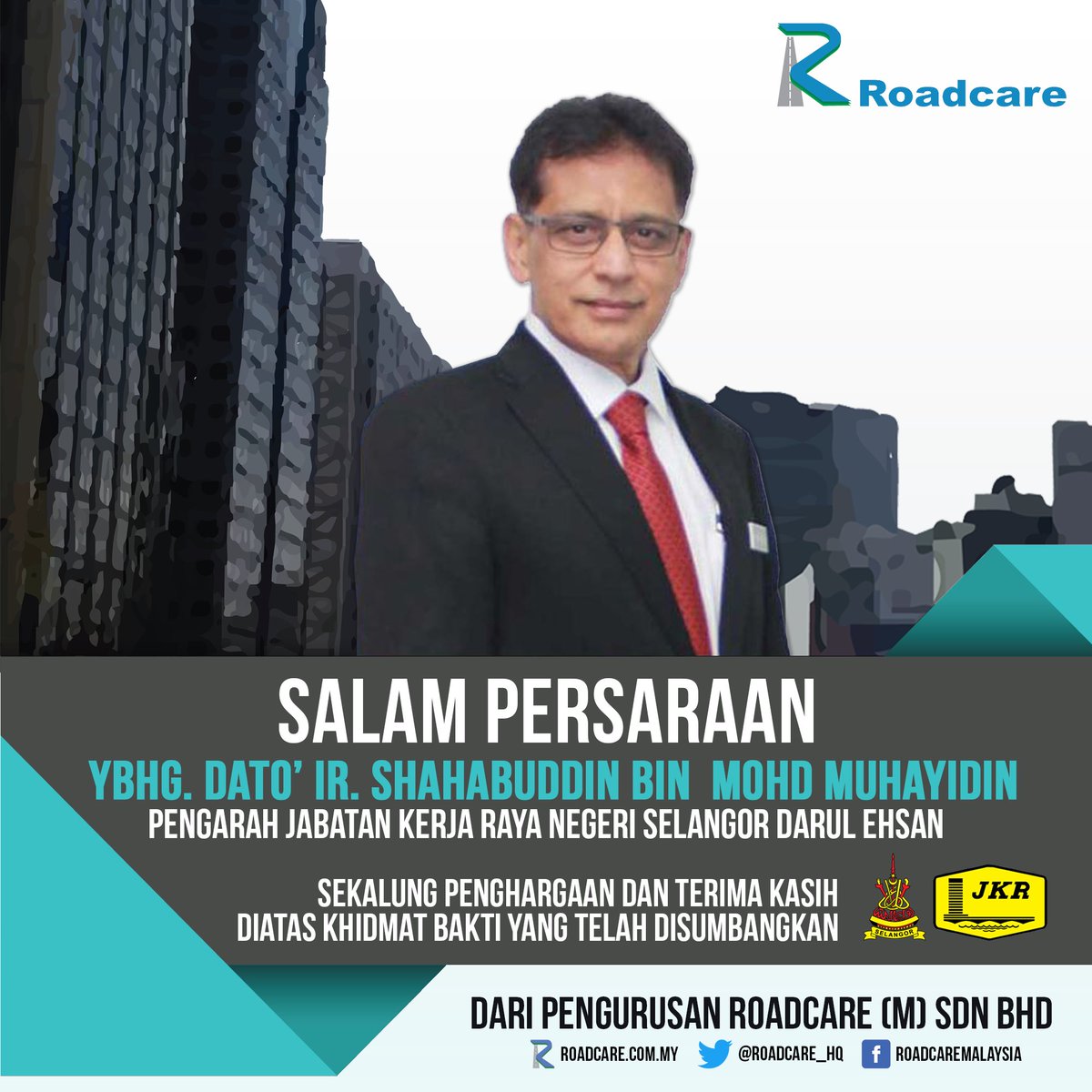 Roadcare_HQ's tweet image. Ucapan Terima Kasih dari kami di atas segala sumbangan dan jasa yang telah diberikan selama ini.
Salam Persaraan dengan harapan agar sentiasa maju jaya dan sukses di masa hadapan.
@MOWorks 
@JKRMalaysia 
@JKRSelangor 
@irshahabuddin 
@Roadcare_Sel