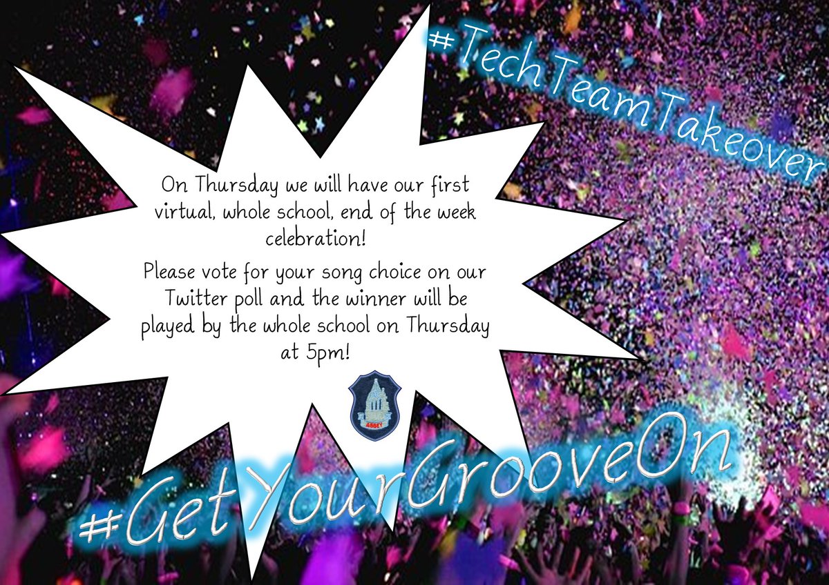 abbeyprimarysch's tweet photo. On Thursday at 5pm we will be celebrating the start of our February long weekend with a virtual whole school dance. Please vote for the song you would like everyone to dance to in their living rooms! #techteamtakeover #techinactionat5 https://t.co/EkCm2YN2p4