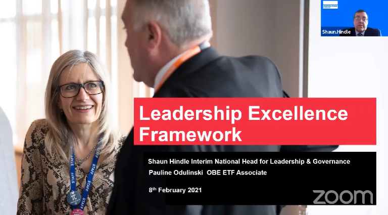 E_T_Foundation's tweet photo. Breakout 1.8 at #AoCConf, the ETF's @hindle_shaun and Pauline Odulinski OBE are discussing the #Leadership Excellence Framework and how it was developed. #ETFSupportsFE https://t.co/RU3cau99ku