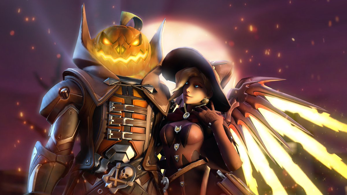 SfmElla's tweet photo. The Pumpkin and the Witch. #overwatch #mercy #reaper #mercyxreaper #reaperxmercy #overwatchhalloween #gaming #overwatchposter #sfm #sourcefilmmaker #blender #steam #overwatchwallpaper https://t.co/foLjRv7evZ
