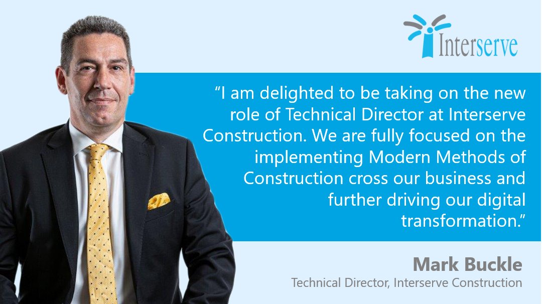 Interserve Construction has announced the appointment of Mark Buckle as Technical Director, concentrating on the development, use &amp; implementation of Modern Methods of Construction (MMC) &amp; Design for Manufacture (DfMA) across the business. Find out more: interserve.com/2021/02/08/int…