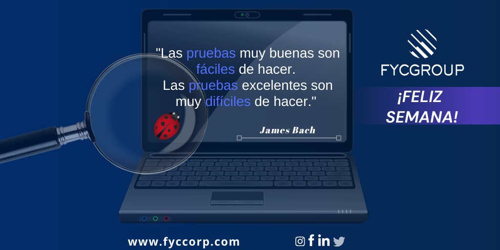 fycgroup's tweet photo. #FelizDia y #FelizSemana para todos ☕️🐞⚙️
#FYCTestingQuotes #STLC #SDLC #JamesBach #TestingQuotes #Testing #PruebasdeSoftware #CalidaddelSoftware #DesarrollodeSistemas #DesarrollodeSoftware #SoftwareTesting #TestingFactory #Calidad #QA #FYCroup https://t.co/yeYSsY9pyU