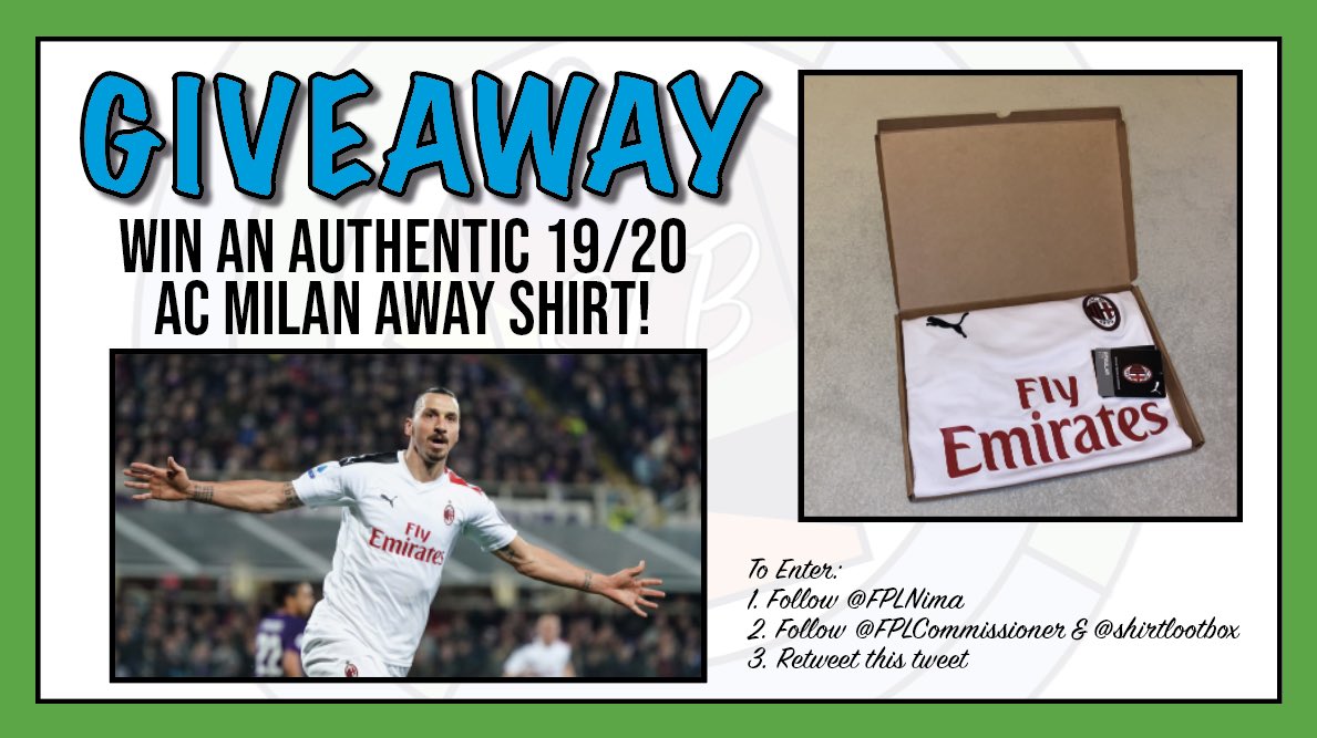 FPLNima's tweet photo. 🧨GIVEAWAY TIME🧨

I’ve teamed up with @FPLCommissioner &amp; @shirtlootbox, so if Bamford scores first tonight we’ll giveaway this Authentic Milan Away 19/20 shirt 

To enter: 
1️⃣Follow Me 
2️⃣Follow @FPLCommissioner &amp; @shirtlootbox
3️⃣Retweet this tweet

Good luck everyone 🤞 https://t.co/edRQ3HB00A