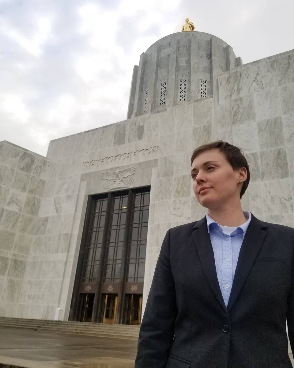 A year ago I was confirmed by the Oregon Senate to serve as an Alcohol and Drug Policy Commissioner. It was in person so I got to go to the capitol and snap this pic, seems bizarrely distant now. Today I testify before the Senate via video call for #banthebox in higher ed.