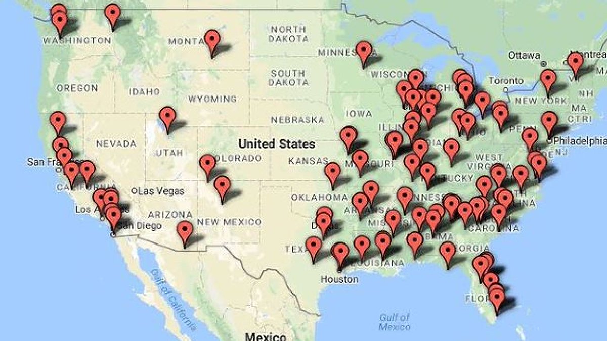 Here is a number of school shootings in certain areas of the U.S.
