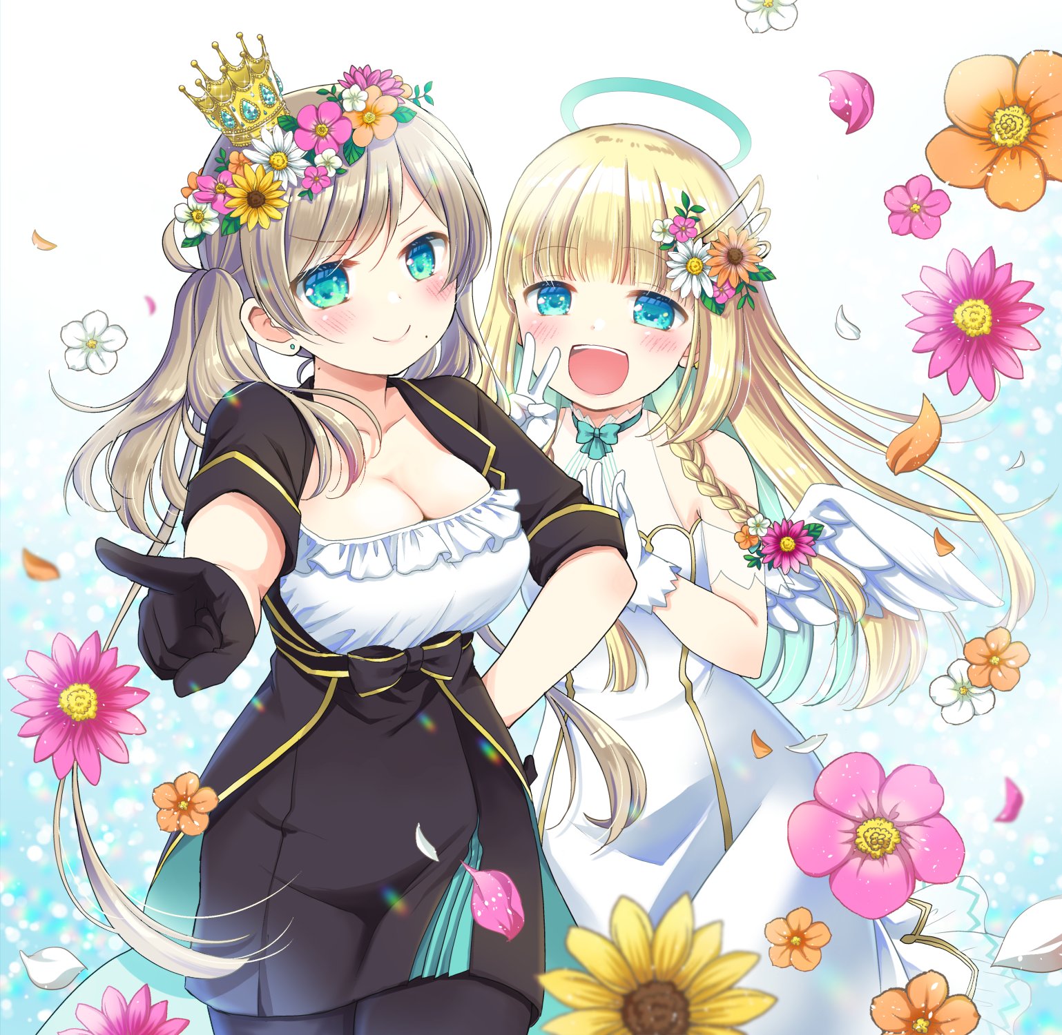 カザマアヤミ 8 11エルマのol日記5巻発売 Amongus配信での罰ゲームのつばめちゃんとラエルちゃんイラスト 勝ったのおめでとうー という絵なのでお花いっぱい あまいらすと つば名画 早瀬つばめ T Co Fcn3eytqpe Twitter