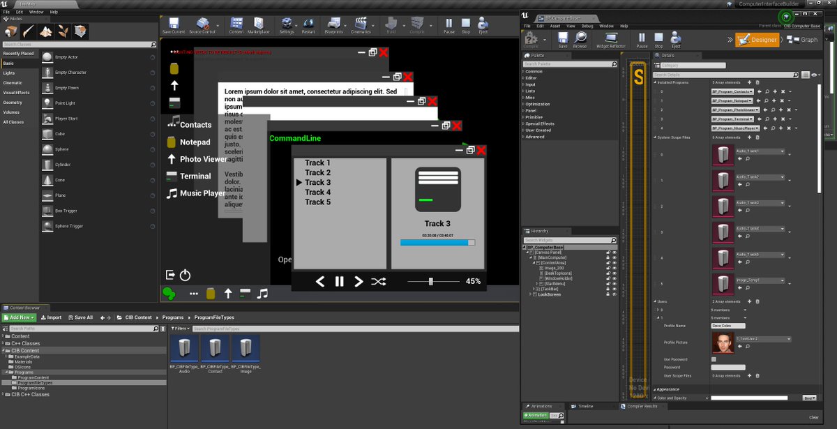 GameDevSamCarey's tweet image. I&apos;m currently working on a UE4 plugin to help developers build in game computers. Its supports user accounts, custom file types, window snapping and developer created programs(Along with some default OS like programs e.g. a music player). #UE4 #madewithunreal