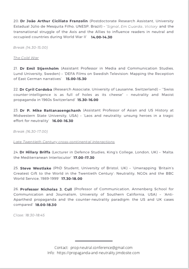 Registration is now open for the <a href="/WMS_UniKent/">War, Media & Society</a>  #propaganda and #neutrality conference on 24-25 June 2021! For details of the programme and how to register visit …opaganda-and-neutrality.jimdosite.com  <a href="/BIHGroup/">BIHG</a> <a href="/ihr_history/">Institute of Historical Research</a> @JoFox80341302