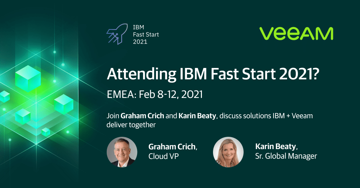 Veeam's tweet photo. #FastStart2021 attendees – Don’t miss #Veeam’s Karin Beaty &amp; @grahamcrich today February 8th at 2:15 pm GMT &amp; learn how you can offer a new level of trust in #dataprotection and resiliency. https://t.co/EHz5dw342u https://t.co/Tsj8qcvwp1