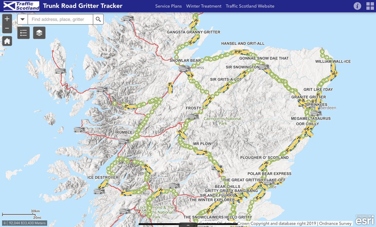 WolfmannotJack's tweet photo. Gotta love the #Scots and their sense of humour. Who else would think of giving #gritters and #snowploughs names like Sir Andy Flurry,  Four Your Ice Only, The Great Grittish Flake-Off, Veruca Salt, Hansel And Grit-All, Gangsta Granny Gritter or Megameltasaurus? 😂 #snowhighland https://t.co/ITj0Wobi3k