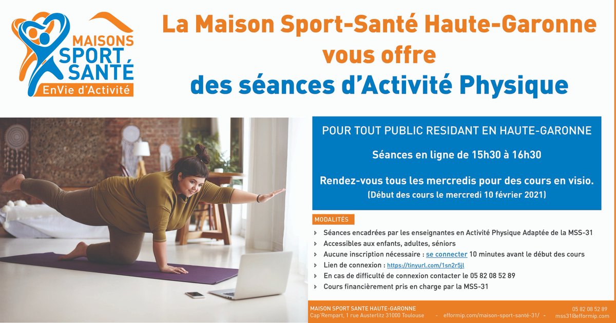 RempartMutuelle's tweet photo. En attendant de reprendre les cours au sein du centre de santé Cap'Rempart, la #MSS31 s'adapte et offre des cours gratuits d'activité physique adaptée en ligne :) #sport #santé https://t.co/WL8gm262pd